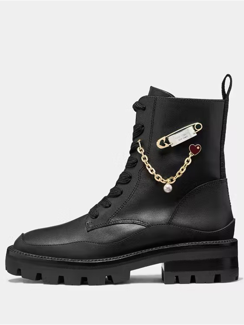 ♠️Kate Spade Sam Icon Charmed Combat Boot, Black NIB